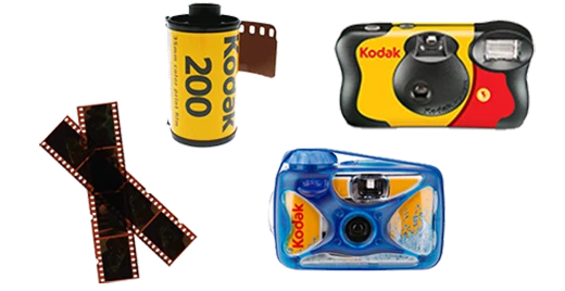 Pellicule Kodak, négatifs et appareils jetables